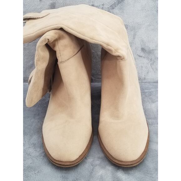 Oasis Society California Beige Boots 13" high w/ a 3.5" chunk heel size 9 - Picture 2 of 12